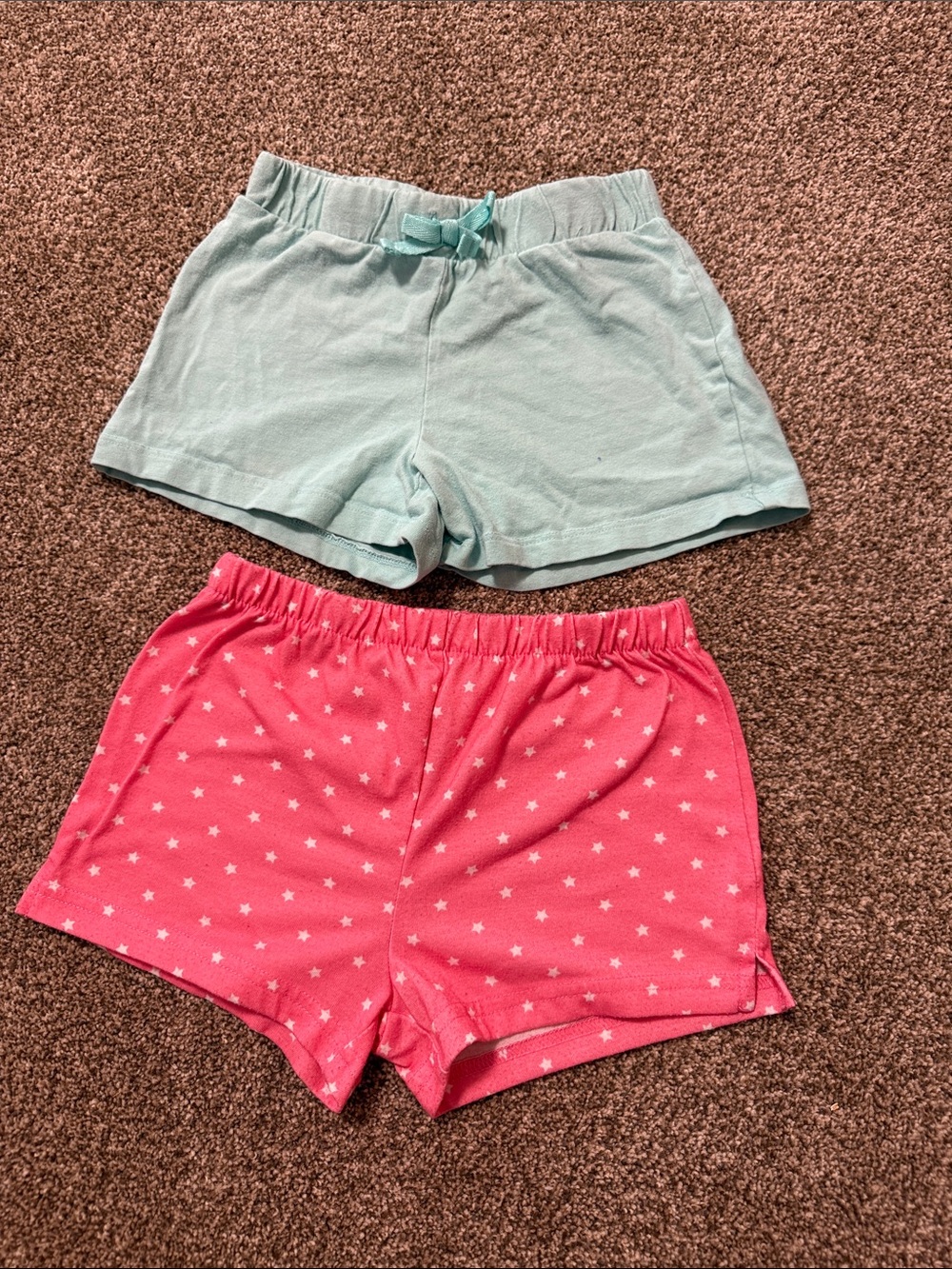 Mint Pull-On Shorts & Pink Star Shorts